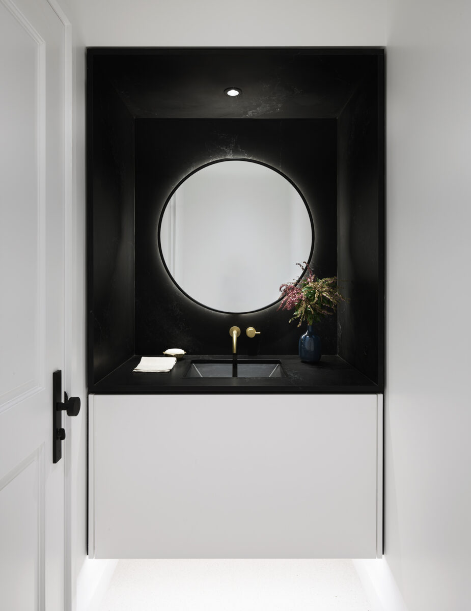 Modern powder room bathroom design in high-end San Francisco home