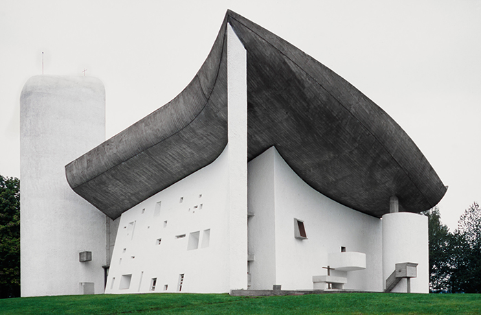 Ronchamp chapel designed by modern architect Le Corbusier