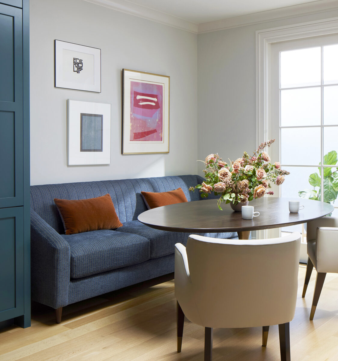 contemporary San Francisco kitchen with custom banquette