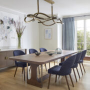 contemporary dining room with modern lighting designed by San Francisco interior designers