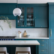 vibrant teal kitchen designed by interior designers San Francisco